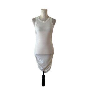 Shein Womens White Ribbed Sleeveless Ruched Bodycon Tank Dress Casual Beach Sz S